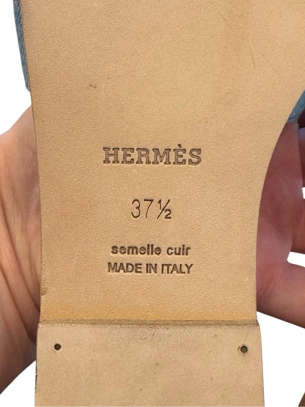 Hermes Oran Sandals in Bleu Clair NWOT